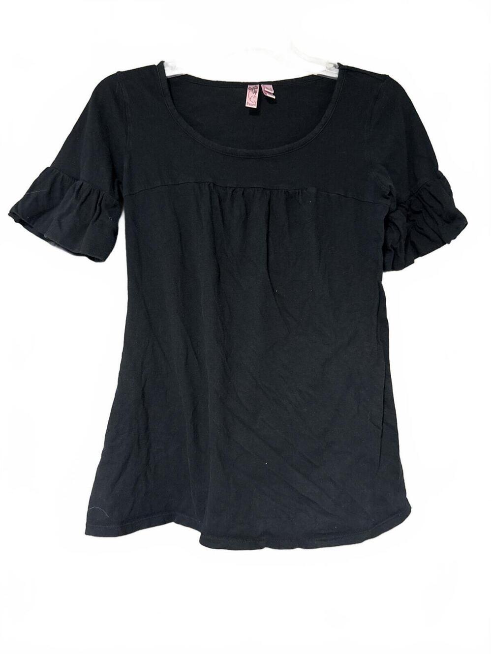 Vintage Y2K Dolled Up Black Ruffle Sleeve Top Medium